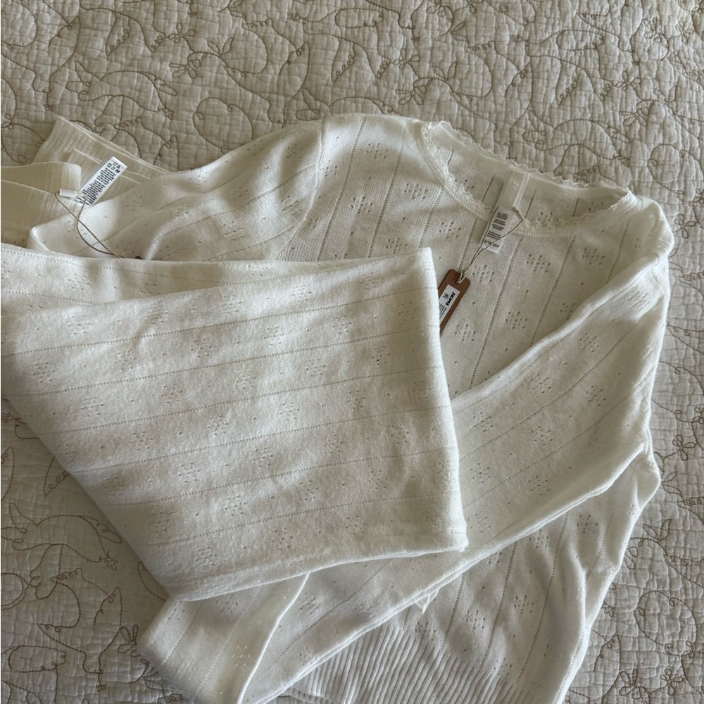 SKIMS Pointelle Knit Lounge Set – Ivory – XS – NWT